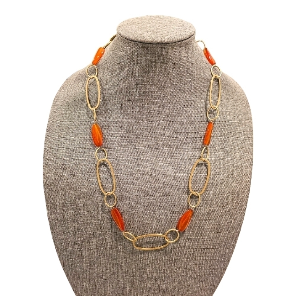 RL China Gold & Amber Link Necklace